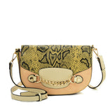 SY2207 BEIGE - Leather Saddle Bag With Hardware Ring Chain Decoration (was £11)