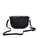 SY2207 BLACK - Leather Saddle Bag With Hardware Ring Chain Decoration (was £11)