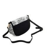 SY2207 BLACK&WHITE - Leather Saddle Bag With Hardware Ring Chain Decoration (was £11)