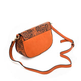 SY2207 ORANGE - Leather Saddle Bag With Hardware Ring Chain Decoration (was £11)