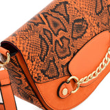 SY2207 ORANGE - Leather Saddle Bag With Hardware Ring Chain Decoration (was £11)
