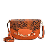 SY2207 ORANGE - Leather Saddle Bag With Hardware Ring Chain Decoration (was £11)
