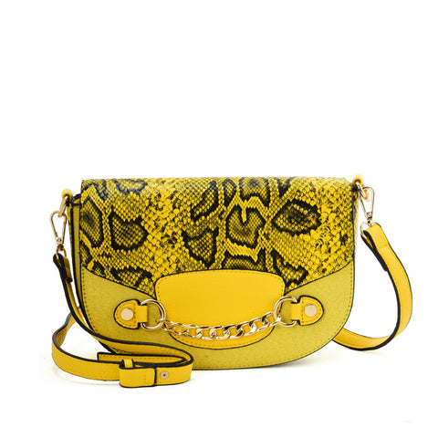 SY2207 YELLOW - Leather Saddle Bag With Hardware Ring Chain Decoration (was £11)