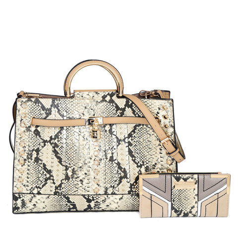 SY2215-GODEN - Women's new fashion snake print color matching handbag purse kit