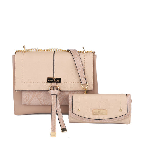 SY2216-KHAKI - Women's new fashion snake print color matching handbag purse kit