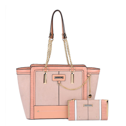 SY2218-PINK - Ladies new fashion color matching handbag purse kit