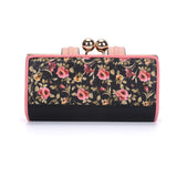 SY5025-2 Black - Sally Young Floral Pattern Foldable Walltets