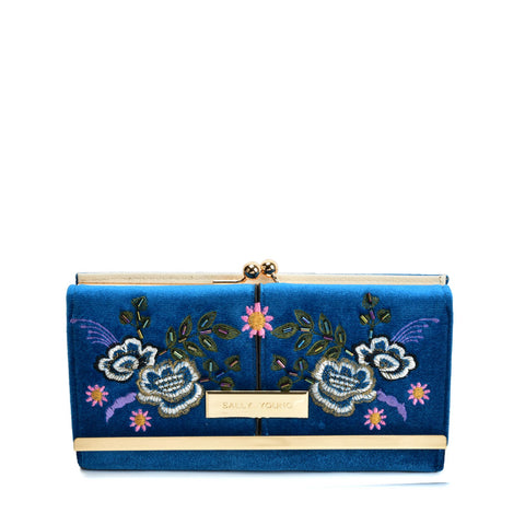 SY5055 BLUE - Retro Wallet With Printing Flower Design