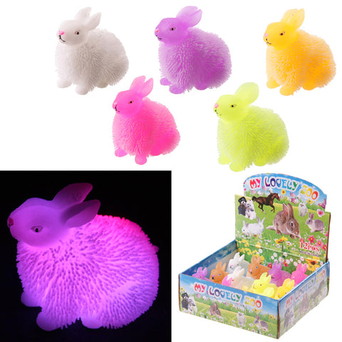 TY545Fun Kids Novelty Flashing Squeezy Rabbit Puff Pet