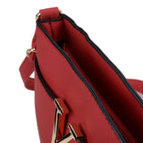 VK2042-1 Red - Cross Body Bag With Metal Bar Detail