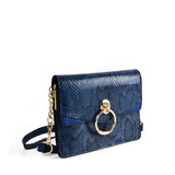 VK2117 BLUE - Snakeskin Bag With Hardware Ring Decoration