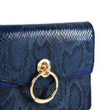 VK2117 BLUE - Snakeskin Bag With Hardware Ring Decoration