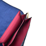 VK2117 BLUE - Snakeskin Bag With Hardware Ring Decoration