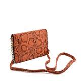 VK2117 ORANGE - Snakeskin Bag With Hardware Ring Decoration