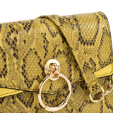 VK2117 YELLOW - Snakeskin Bag With Hardware Ring Decoration