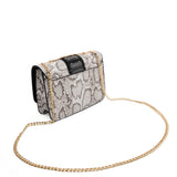 VK2118 BEIGE - Snakeskin Chain Bag For Women