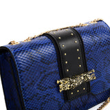 VK2118 BLUE - Snakeskin Chain Bag For Women