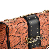 VK2118 ORANGE - Snakeskin Chain Bag For Women
