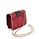 VK2118 RED - Snakeskin Chain Bag For Women