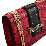 VK2118 RED - Snakeskin Chain Bag For Women