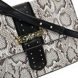 VK2119 Beige - Snakeskin Cross Body Bag For Women With Buckle Design