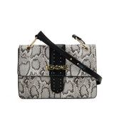 VK2119 Beige - Snakeskin Cross Body Bag For Women With Buckle Design