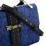 VK2119 Blue - Snakeskin Cross Body Bag For Women With Buckle Design