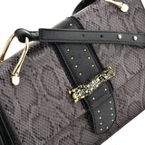 VK2119 Grey - Snakeskin Cross Body Bag For Women With Buckle Design