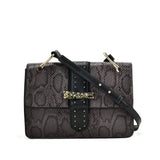 VK2119 Grey - Snakeskin Cross Body Bag For Women With Buckle Design