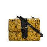 VK2119 Yellow - Snakeskin Cross Body Bag For Women With Buckle Design