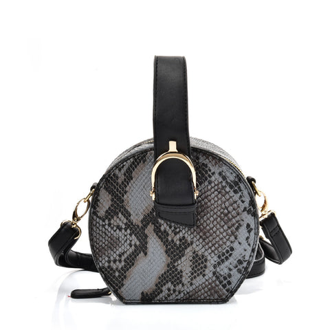 VK2120 BLACK - Snakeskin Pattern Small Tote Bag