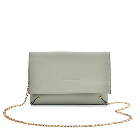 VK2121 GREY - Simple Solid Color Leather Handbag