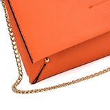 VK2121 ORANGE - Simple Solid Color Leather Handbag