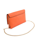 VK2121 ORANGE - Simple Solid Color Leather Handbag