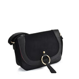 VK2122 BLACK - Simple Solid Color Leather Saddle Bag (was £10)