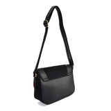 VK2122 BLACK - Simple Solid Color Leather Saddle Bag (was £10)