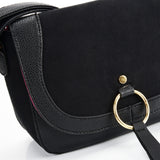 VK2122 BLACK - Simple Solid Color Leather Saddle Bag (was £10)