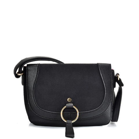 VK2122 BLACK - Simple Solid Color Leather Saddle Bag (was £10)