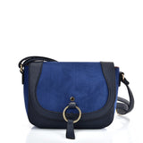 VK2122 BLUE - Simple Solid Color Leather Saddle Bag (was £10)
