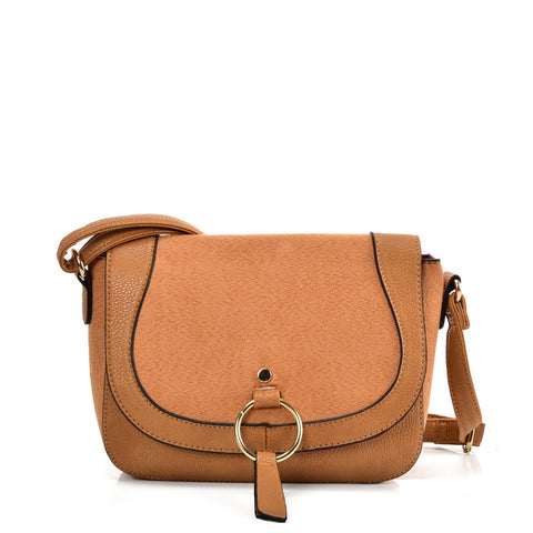 VK2122 EARTH YELLOW - Simple Solid Color Leather Saddle Bag (was £10)