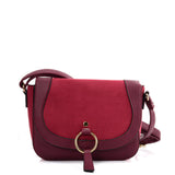 VK2122 PURPLISH RED - Simple Solid Color Leather Saddle Bag (was £10)