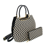 VK2123 KHAKI - Shell Set Bag With Simple Geometric Pattern Design