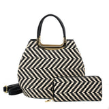 VK2123 KHAKI - Shell Set Bag With Simple Geometric Pattern Design