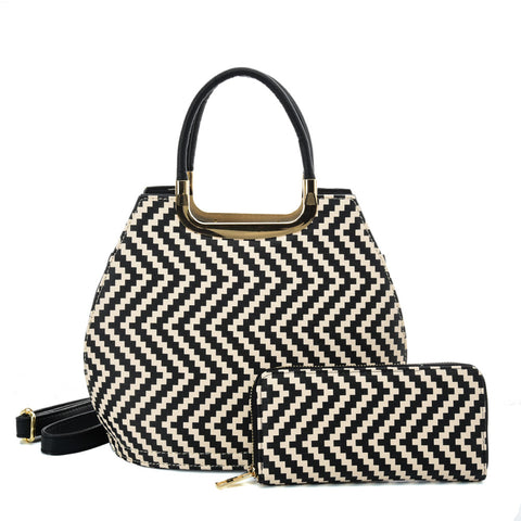 VK2123 KHAKI - Shell Set Bag With Simple Geometric Pattern Design