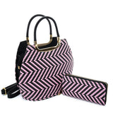 VK2123 PINK - Shell Set Bag With Simple Geometric Pattern Design
