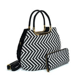 VK2123 WHITE - Shell Set Bag With Simple Geometric Pattern Design