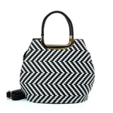 VK2123 WHITE - Shell Set Bag With Simple Geometric Pattern Design
