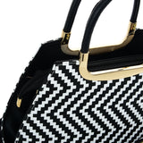 VK2123 WHITE - Shell Set Bag With Simple Geometric Pattern Design