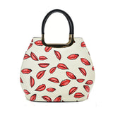 VK2125 BEIGE - Simple Set Bag With Cute Lips And Special Handle Design