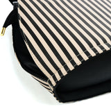 VK2126 BLACK&BEIGE - Simple Set Bag With Vertical Stripes And Special Handle Design
